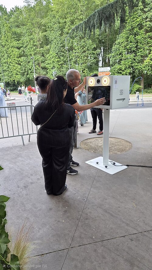 Accompagnement des visiteurs autour du photobooth à Tremblay-en-France