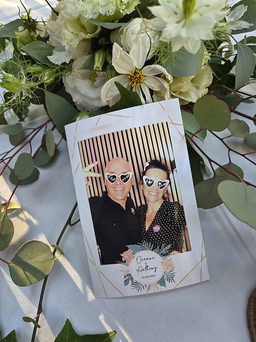 Photo imprimée par le photobooth personnalisé du mariage d'Océane et Anthony au Domaine de Crécy